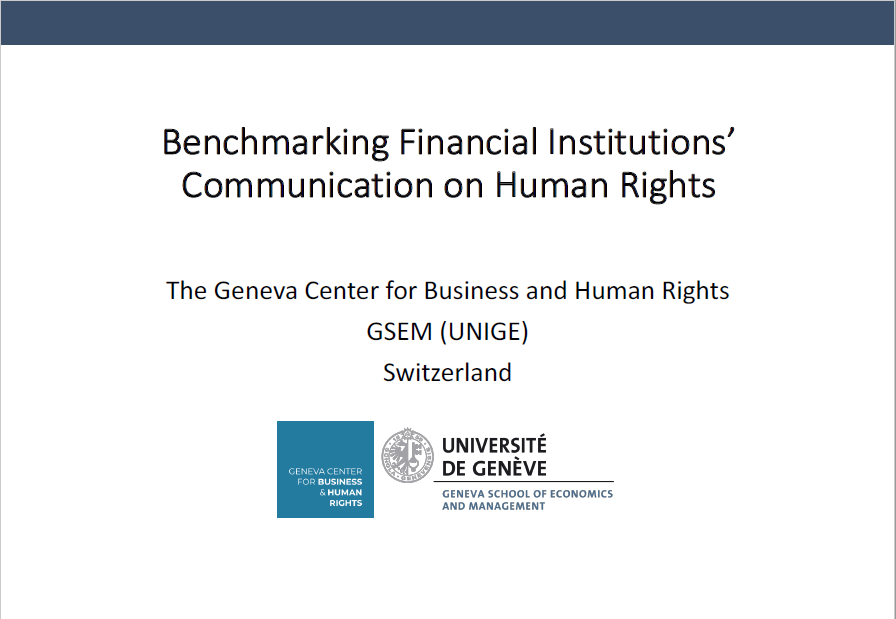 Cover of the report “Benchmarking Financial Institutions’ Communication on Human Rights”