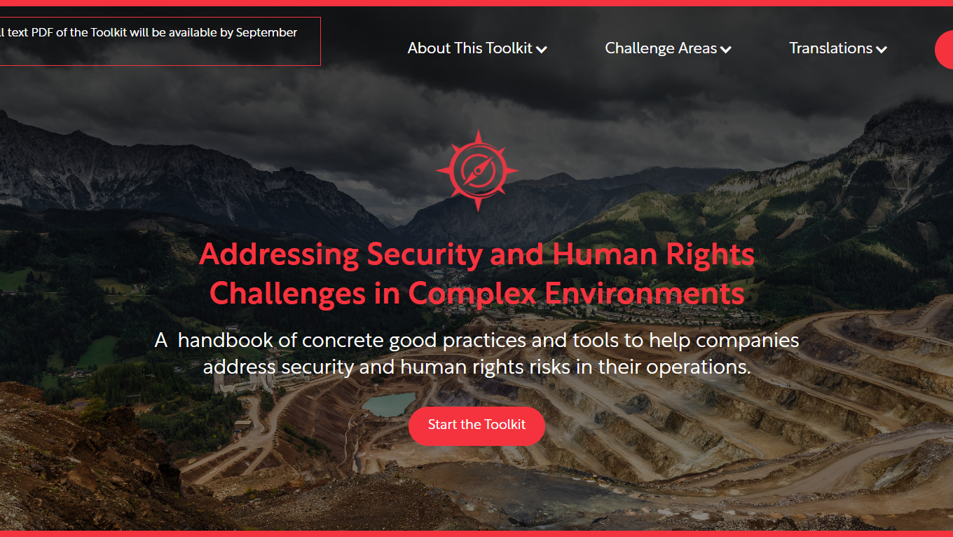 Title page of the toolkit « Addressing Security and Human Rights Challenges in Complex Environments”